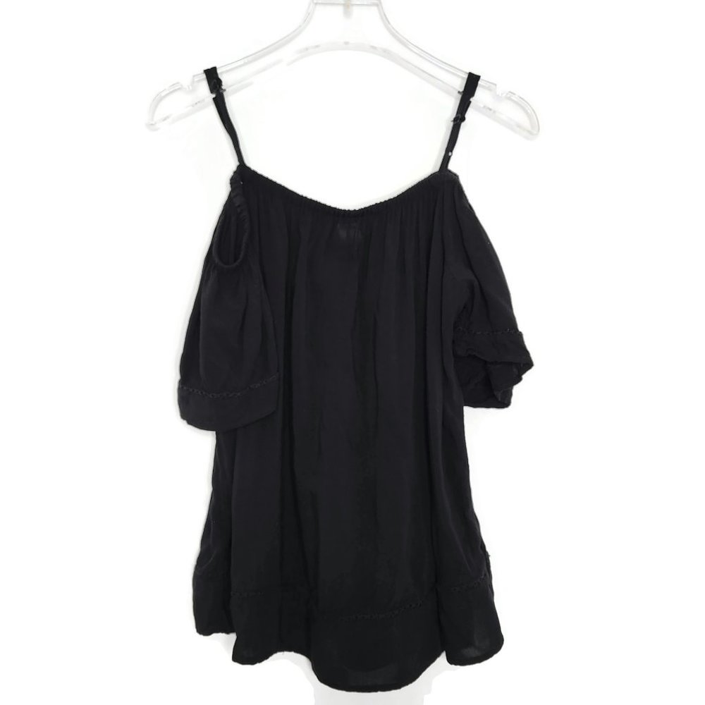Old Navy Cold Shoulder Top XS Black Adjustable Strap Lightweight